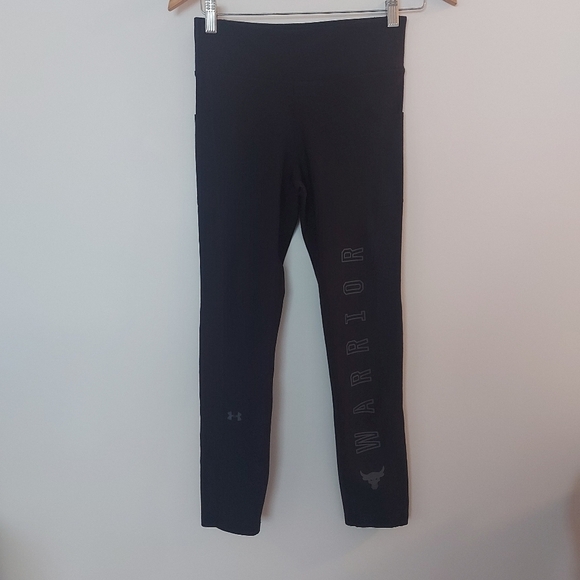 Under Armour Project Rock Compression Leggings Warrior Black Size S - Picture 2 of 7